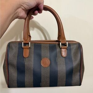 Fendi Pequin Vintage Boston Bag with fold marks by the handle , small rubs